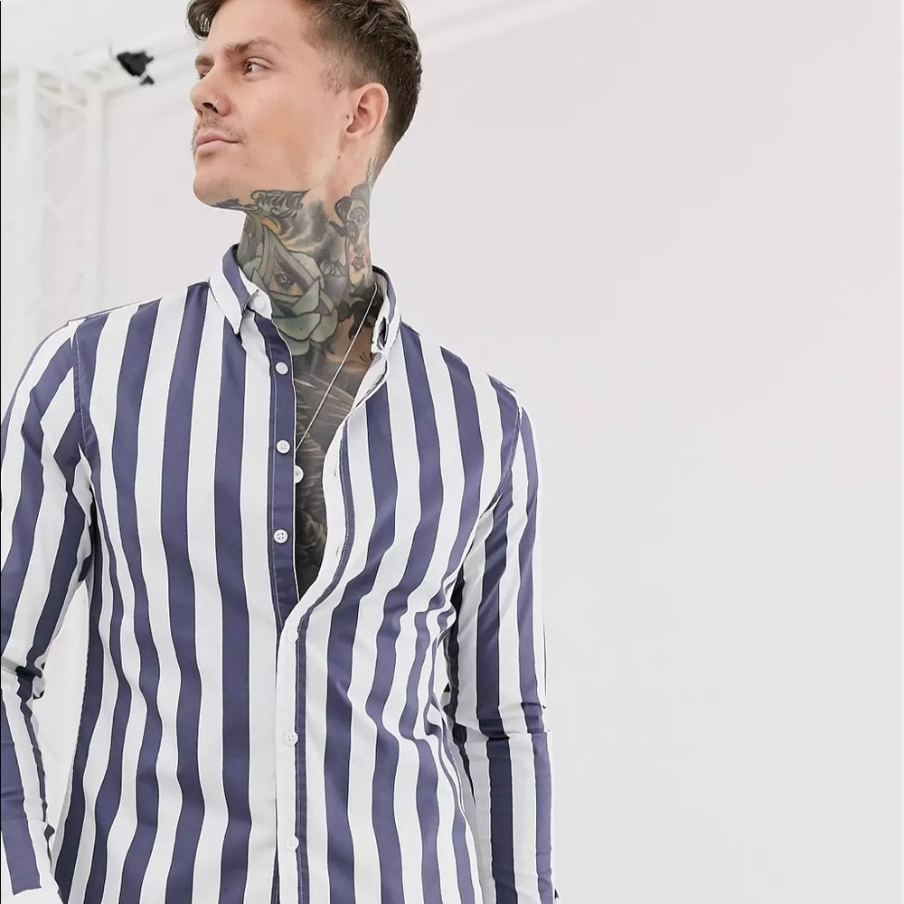 slim stripe shirt in gray!!!